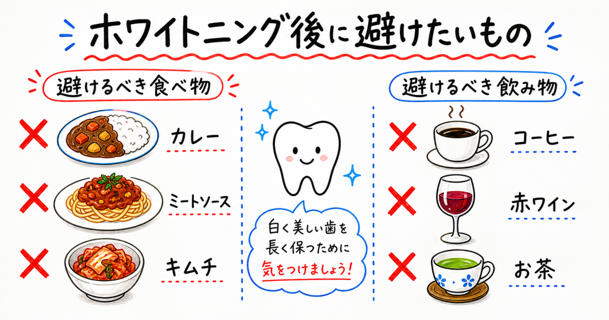 ■ホワイトニング後に避けたい食べ物・飲み物リスト